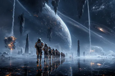 Armored March Across Frozen Exoplanet
