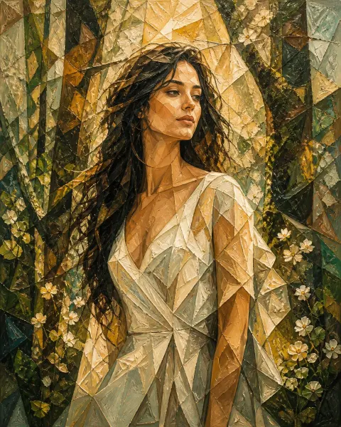 Cubist Spring Forest Portrait