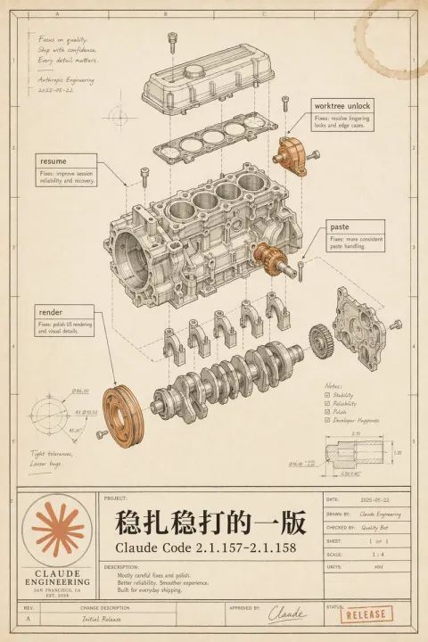 Vintage Engine Blueprint Release Poster