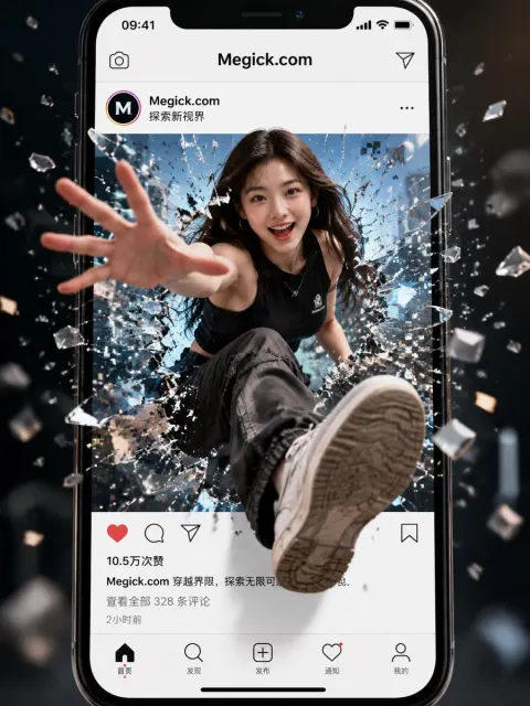 3D Social Media Screen Break Effect