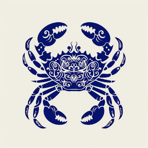 Flat Tribal Pattern Blue Crab One Color Design