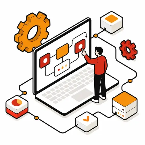 Corporate Workflow Automation Illustration