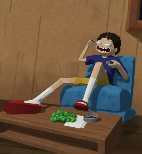 Low Poly Stoner Lounge Cartoon Scene