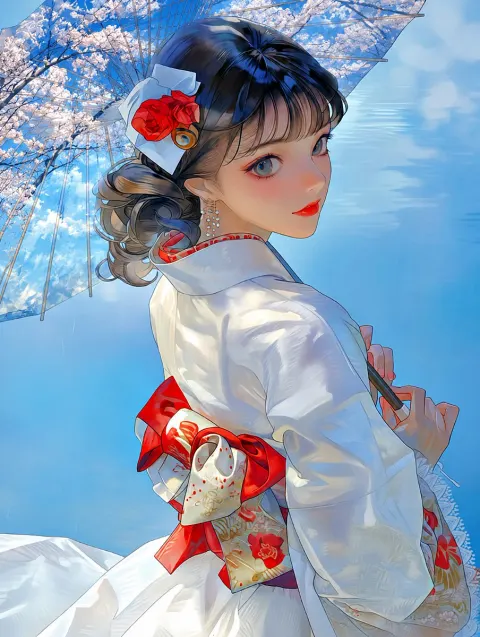 Kimono Girl Dreamy Double Exposure