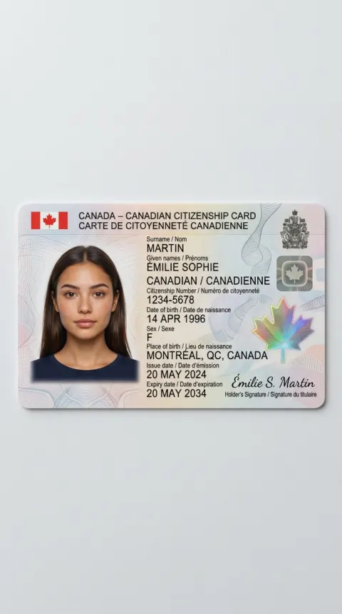 Canadian Citizenship Card Studio Photo