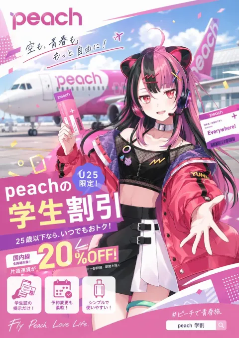 Peach Aviation Anime Style Ad Poster