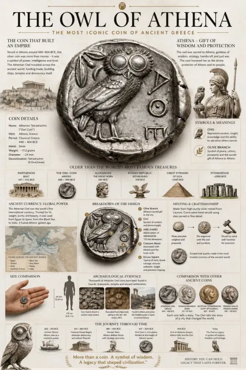 Owl of Athena Ancient Coin Poster