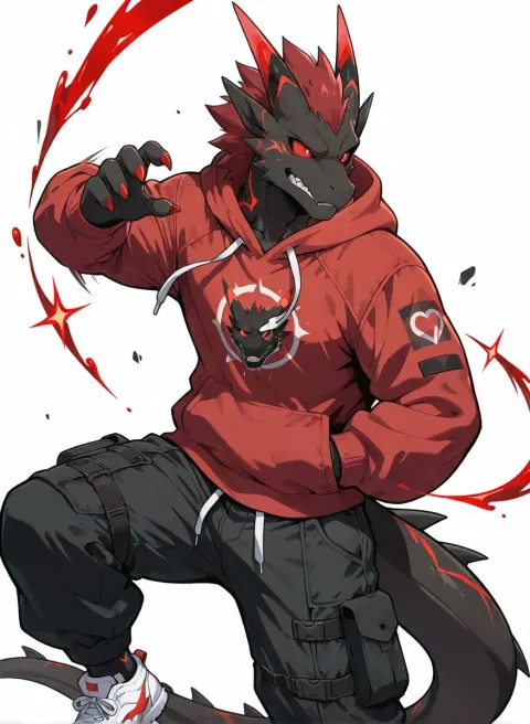 Dragon-Wolf Warrior Crouching Poster