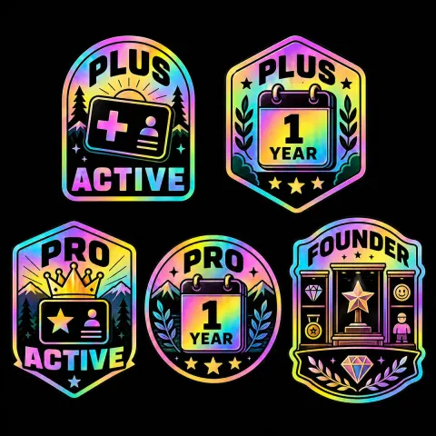 Holographic Badge Sticker Sheet Design