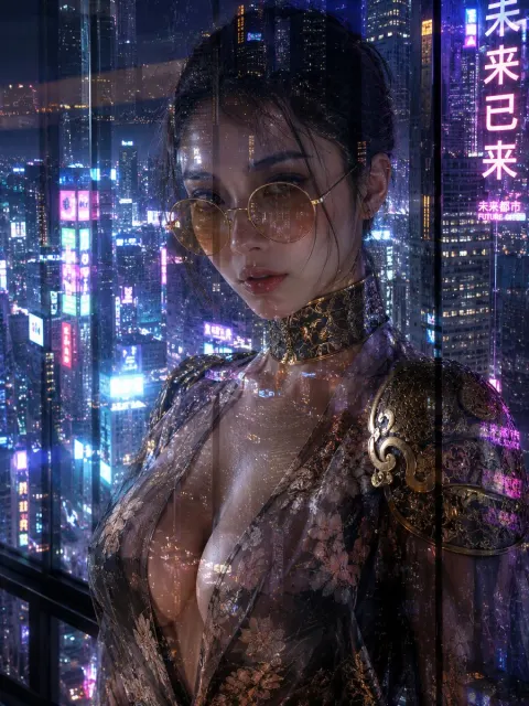 Cyberpunk Rainy Night Portrait