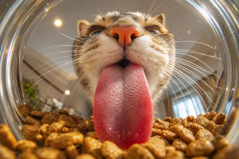 Macro View Inside Cat Bowl