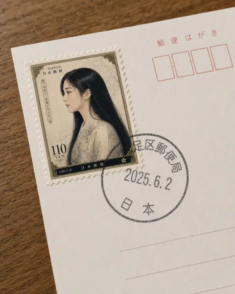 Japanese Postcard Stamp Close-up