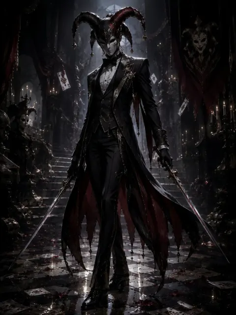 Dark Gothic Jester Assassin Art