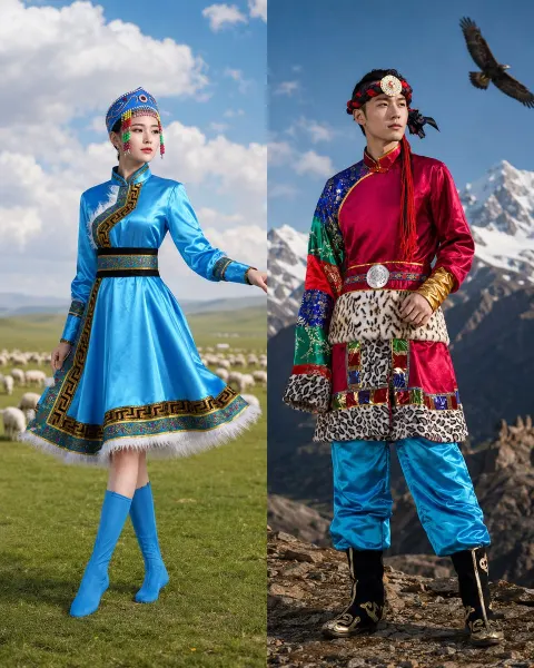 Mongolian Fashion Editorial Split Screen