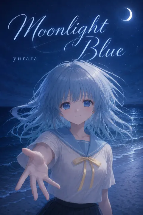 Moonlit Beach Anime Cover Design