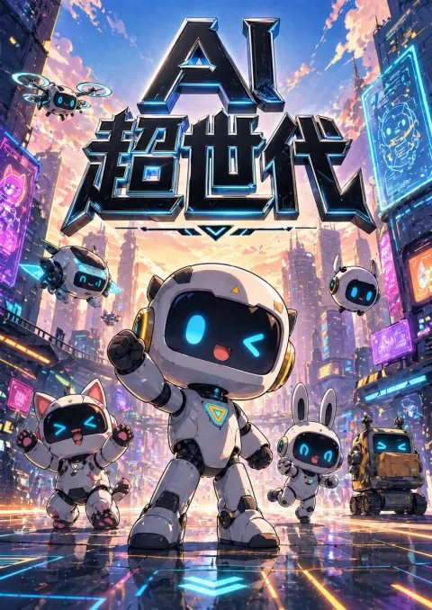 Cyberpunk AI Robot Squad Poster