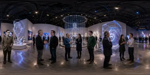 Futuristic AI Art Gallery Panorama