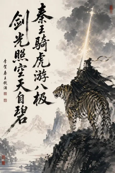 Warrior Tiger Ink Fantasy Art