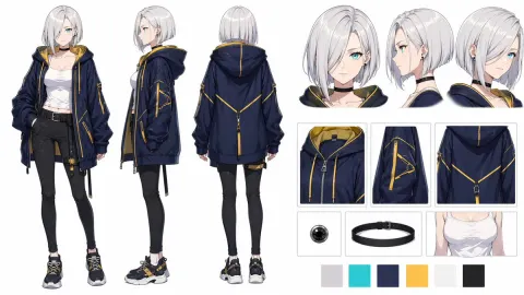 Techwear Anime Girl Reference