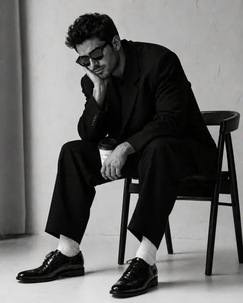Moody Black-and-White Studio Portrait of a Man