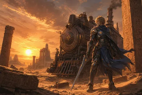Star Warrior Mecha at Sunset Ruins