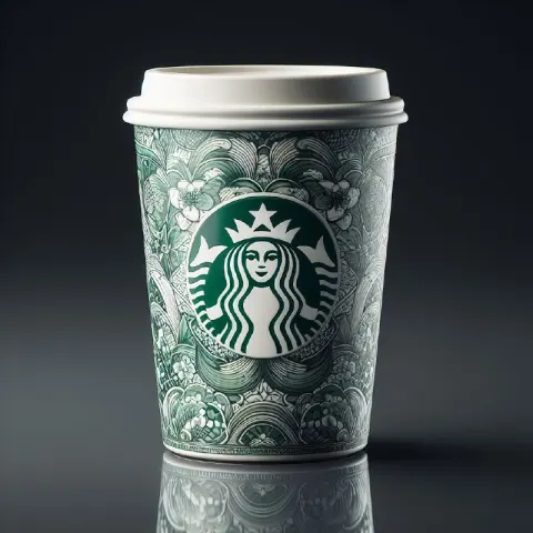 Green Batik Pattern Starbucks Ceramic Cup Product Photo