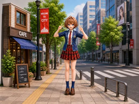 Miniature Anime City Street Diorama