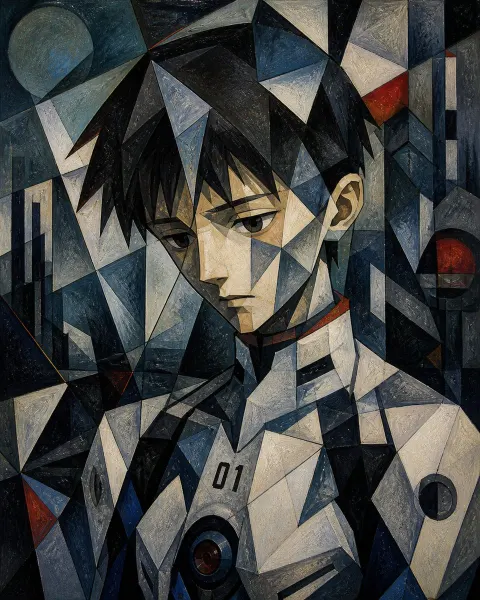 Moody Cubist Sci-Fi Portrait