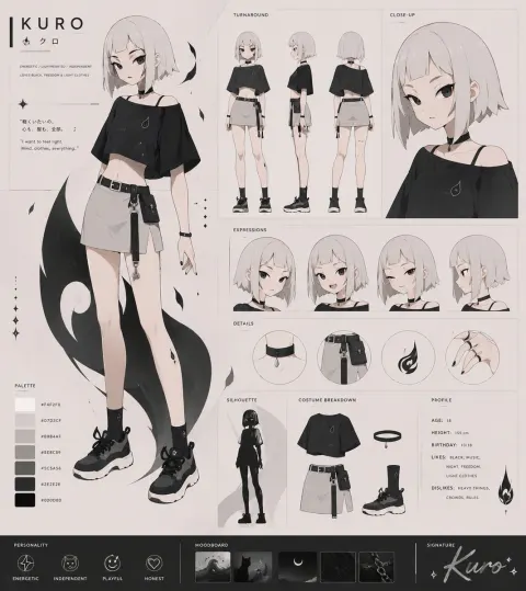 KURO VTuber Character Design Sheet