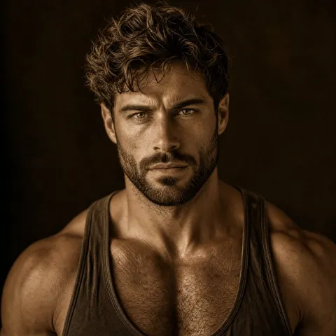 Dramatic Sepia Muscular Portrait