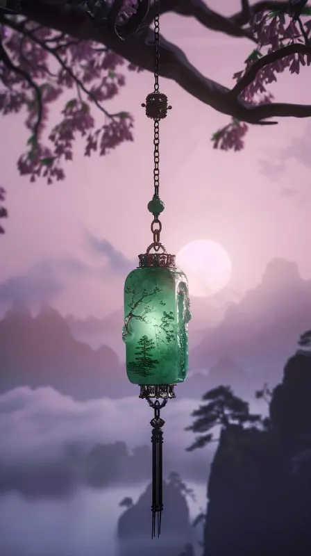 Dreamy Chinese Jade Pendant With Night Dew Drops