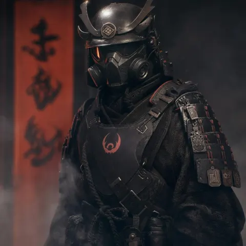 Futuristic Samurai Dark Fantasy Portrait