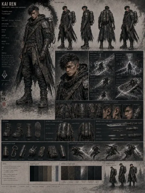 Smoke-Trace Swordsman Concept