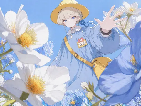 Dreamy Anime Girl in Flower Field