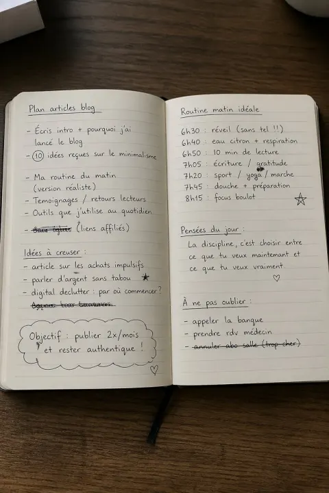 French Notebook Planning Layout