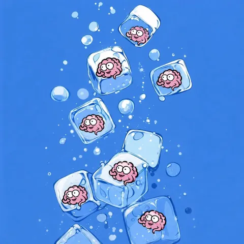 Cute Pink Brains Frozen In Ice Cubes