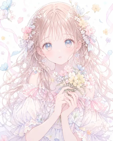 Dreamy Pastel Anime Girl Portrait