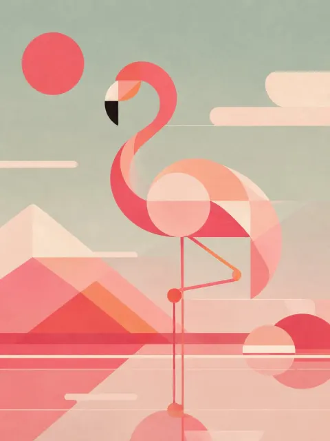Minimalist Geometric Flamingo Art