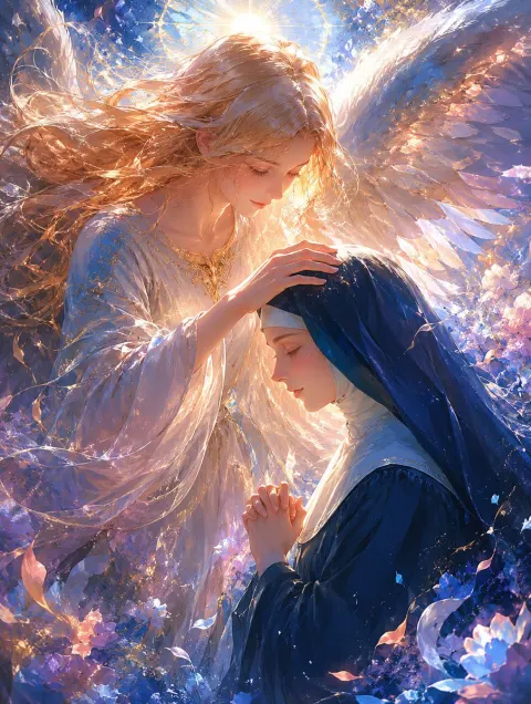 Angel Blessing Kneeling Nun