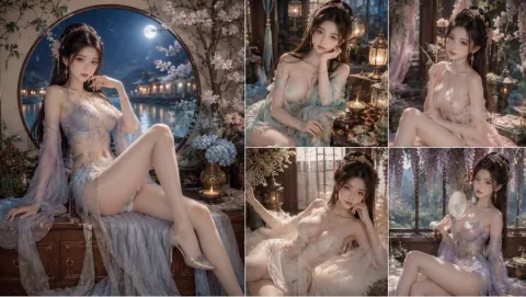 Moonlit Chinese Fantasy Boudoir Fashion