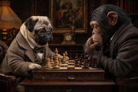 Dog and Chimp Chess Match