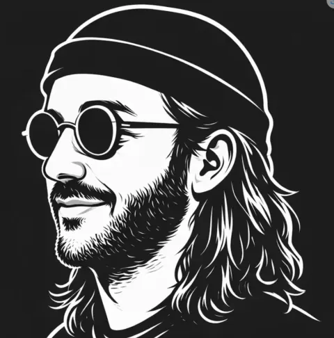 Minimalist Black White Vector Portrait