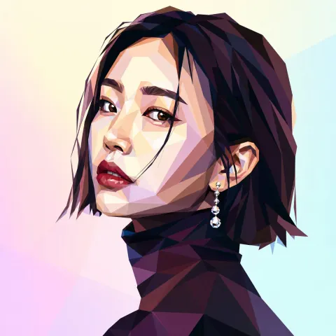 Low-Poly Geometric Fashion Portrait