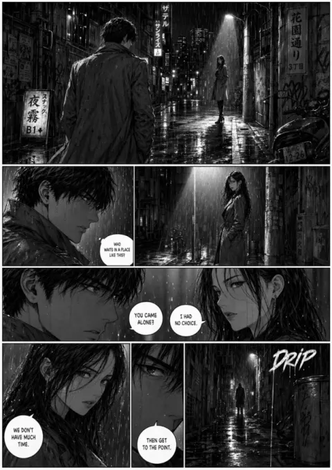 Noir Rainy Alley Manga Page