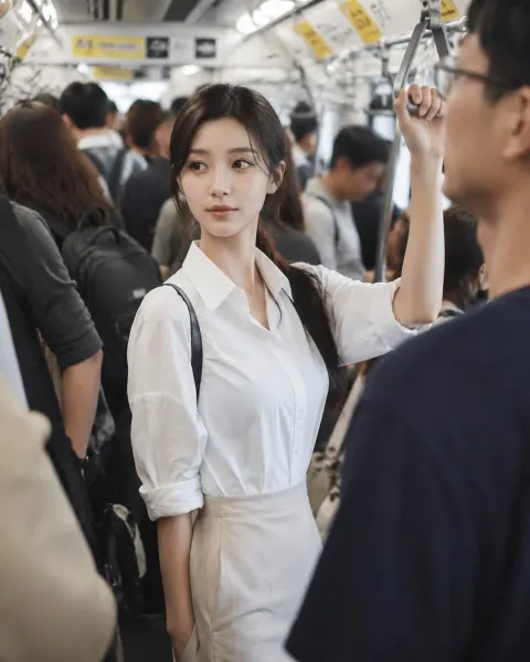 Elegant Girl in Morning Commute Light