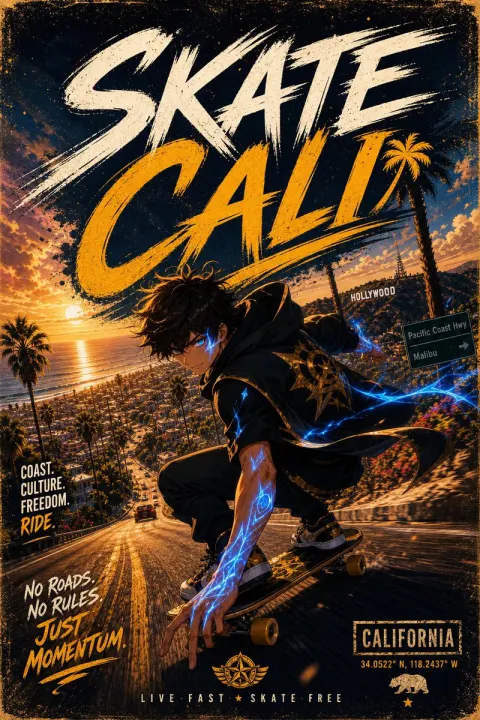 Skate Cali Anime Poster