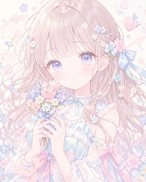 Dreamy Pastel Anime Portrait
