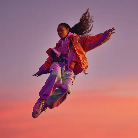 Floating Model in Nikecore High Fashion Gradient Shoot