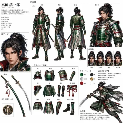 Ginger Ale Samurai Character Design Sheet