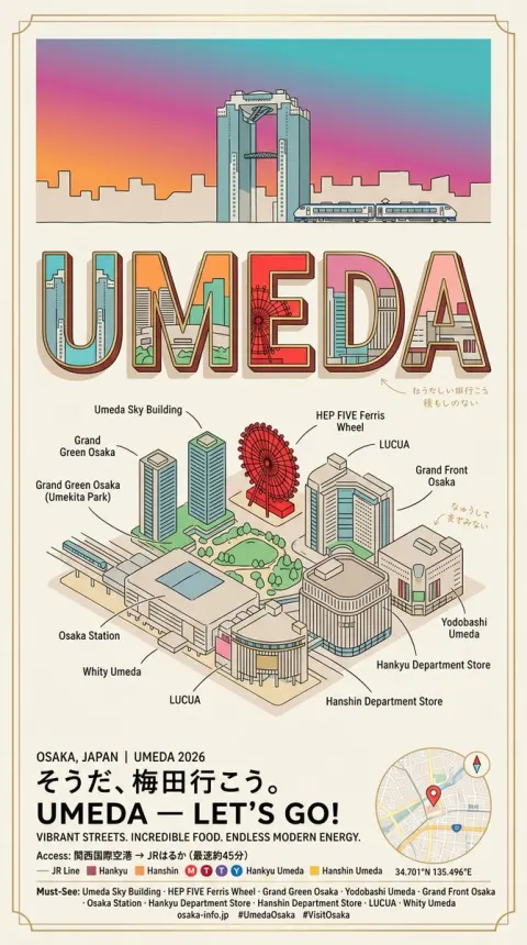 Vintage Umeda Travel Poster